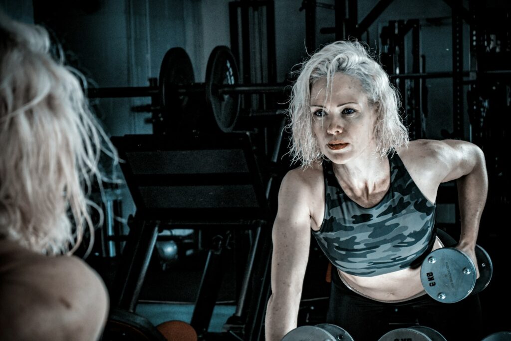 Person doing a strength workout, the kind of exercise that helps keep bones strong